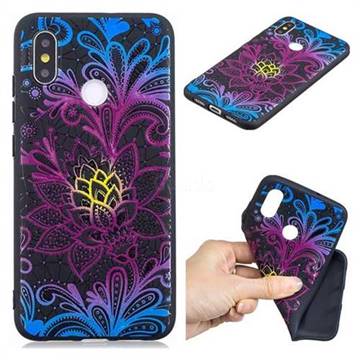 Colorful Lace 3D Embossed Relief Black TPU Cell Phone Back Cover for Xiaomi Mi 8 SE