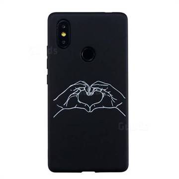 Heart Hand Stick Figure Matte Black TPU Phone Cover for Xiaomi Mi 8 SE