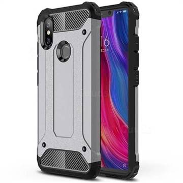 King Kong Armor Premium Shockproof Dual Layer Rugged Hard Cover for Xiaomi Mi 8 SE - Silver Grey