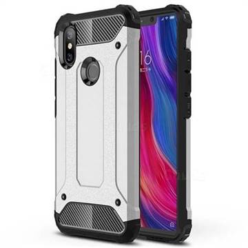 King Kong Armor Premium Shockproof Dual Layer Rugged Hard Cover for Xiaomi Mi 8 SE - Technology Silver