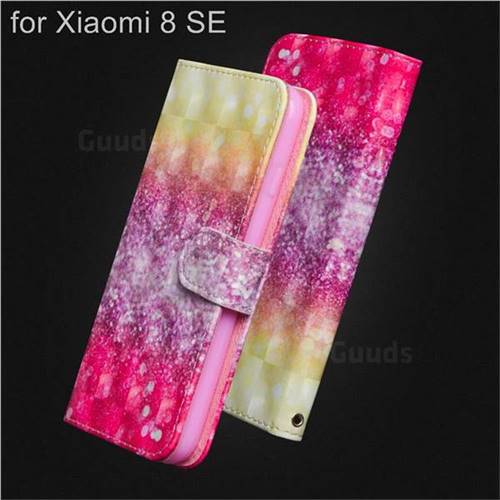 Gradient Rainbow 3D Painted Leather Wallet Case for Xiaomi Mi 8 SE