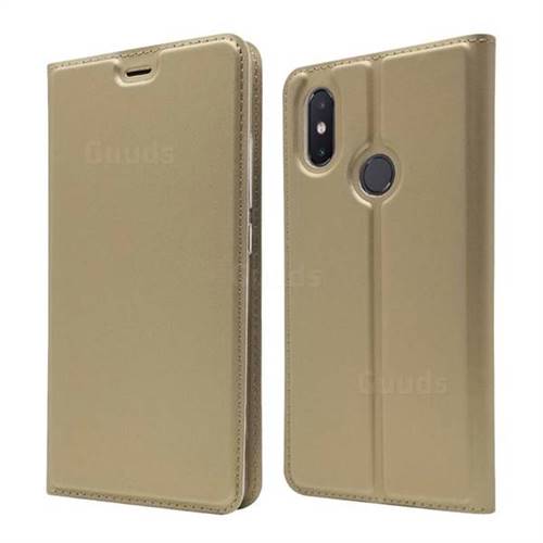 Ultra Slim Card Magnetic Automatic Suction Leather Wallet Case for Xiaomi Mi 8 SE - Champagne
