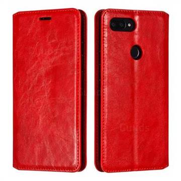 Retro Slim Magnetic Crazy Horse PU Leather Wallet Case for Xiaomi Mi 8 SE - Red