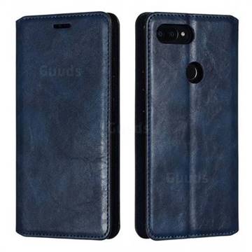 Retro Slim Magnetic Crazy Horse PU Leather Wallet Case for Xiaomi Mi 8 SE - Blue