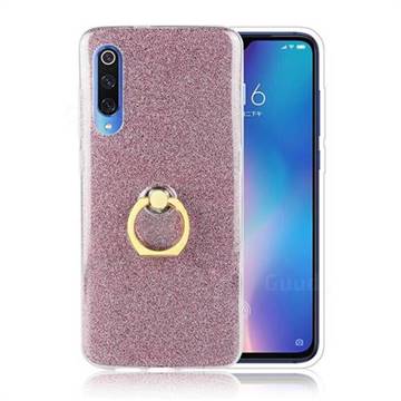 Luxury Soft TPU Glitter Back Ring Cover with 360 Rotate Finger Holder Buckle for Xiaomi Mi 9 - Pink
