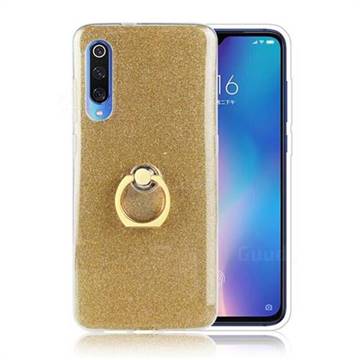 Luxury Soft TPU Glitter Back Ring Cover with 360 Rotate Finger Holder Buckle for Xiaomi Mi 9 - Golden