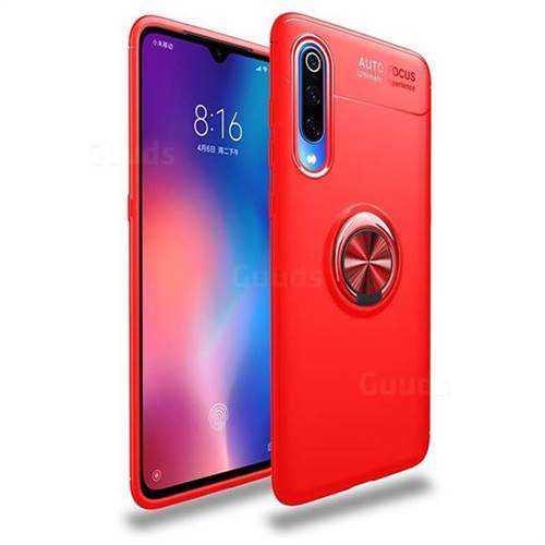 Auto Focus Invisible Ring Holder Soft Phone Case for Xiaomi Mi 9 - Red