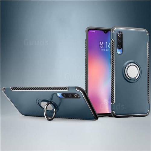 Armor Anti Drop Carbon PC + Silicon Invisible Ring Holder Phone Case for Xiaomi Mi 9 - Navy