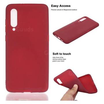 Soft Matte Silicone Phone Cover for Xiaomi Mi 9 - Wine Red
