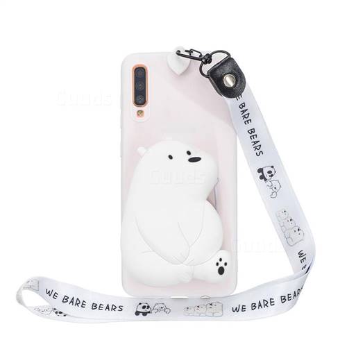 White Polar Bear Neck Lanyard Zipper Wallet Silicone Case for Xiaomi Mi 9