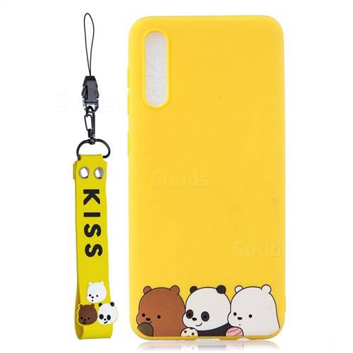 Yellow Bear Family Soft Kiss Candy Hand Strap Silicone Case for Xiaomi Mi 9