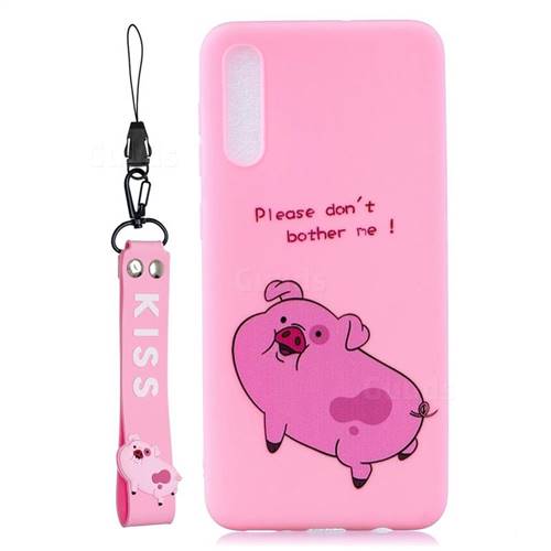 Pink Cute Pig Soft Kiss Candy Hand Strap Silicone Case for Xiaomi Mi 9