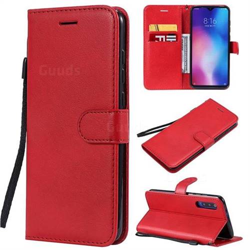 Retro Greek Classic Smooth PU Leather Wallet Phone Case for Xiaomi Mi 9 - Red