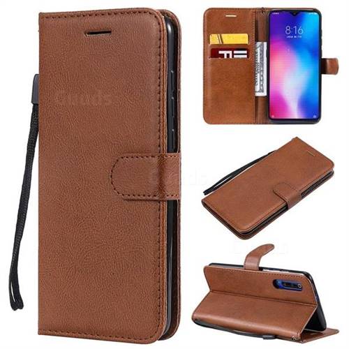 Retro Greek Classic Smooth PU Leather Wallet Phone Case for Xiaomi Mi 9 - Brown