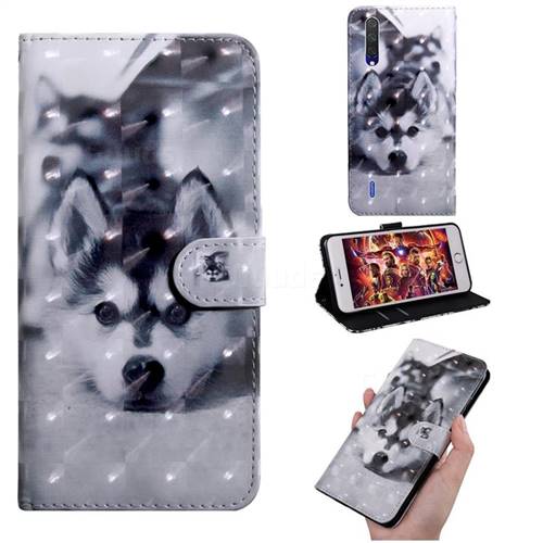 Husky Dog 3D Painted Leather Wallet Case for Xiaomi Mi 9 Lite