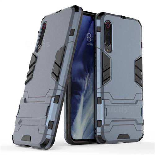 Armor Premium Tactical Grip Kickstand Shockproof Dual Layer Rugged Hard Cover for Xiaomi Mi 9 Pro - Navy