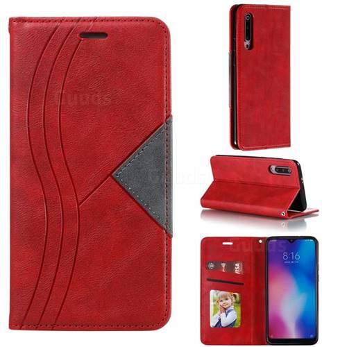 Retro S Streak Magnetic Leather Wallet Phone Case for Xiaomi Mi 9 Pro - Red