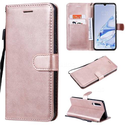 Retro Greek Classic Smooth PU Leather Wallet Phone Case for Xiaomi Mi 9 Pro 5G - Rose Gold