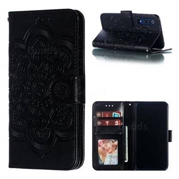 Intricate Embossing Datura Solar Leather Wallet Case for Xiaomi Mi 9 SE - Black