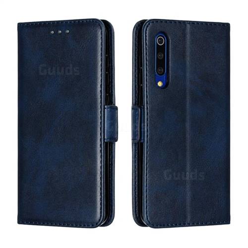 Retro Classic Calf Pattern Leather Wallet Phone Case for Xiaomi Mi 9 SE - Blue
