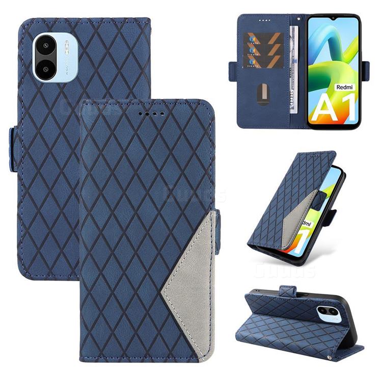 Grid Pattern Splicing Protective Wallet Case Cover for Xiaomi Redmi A1 - Blue