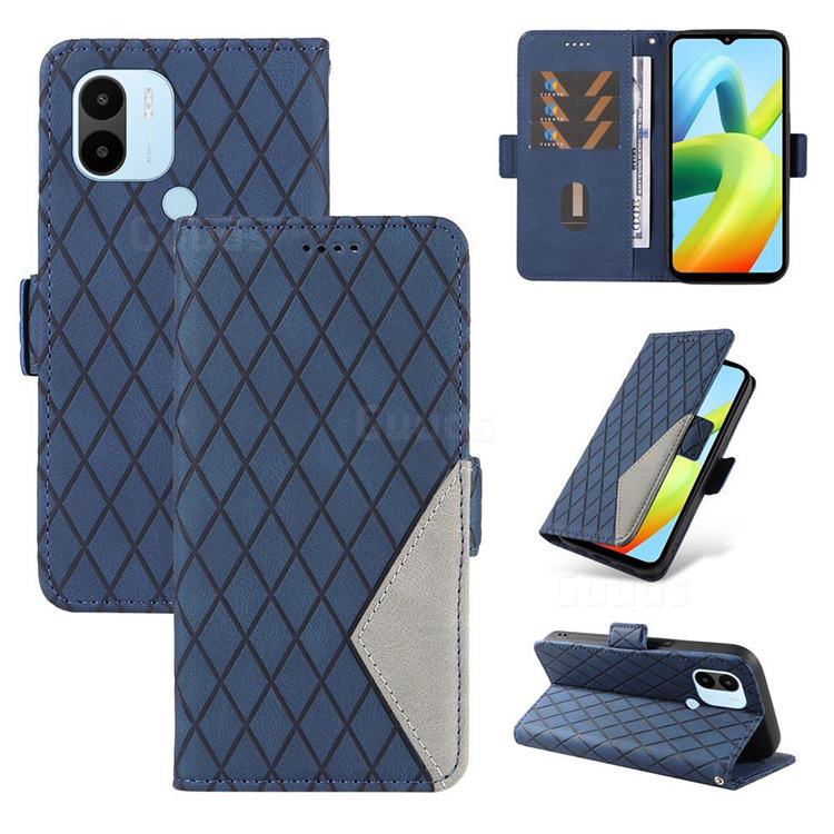 Grid Pattern Splicing Protective Wallet Case Cover for Xiaomi Redmi A1 Plus - Blue