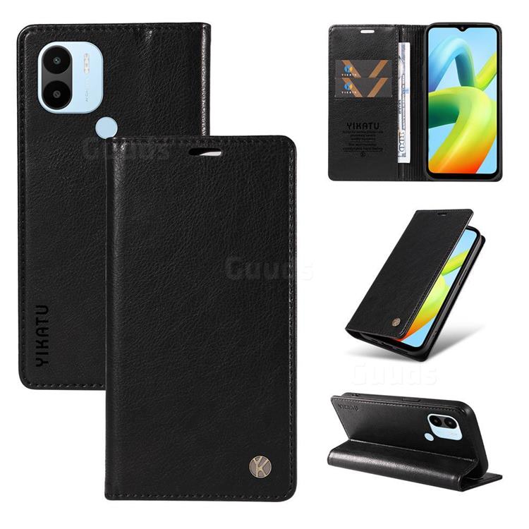 YIKATU Litchi Card Magnetic Automatic Suction Leather Flip Cover for Xiaomi Redmi A1 Plus - Black
