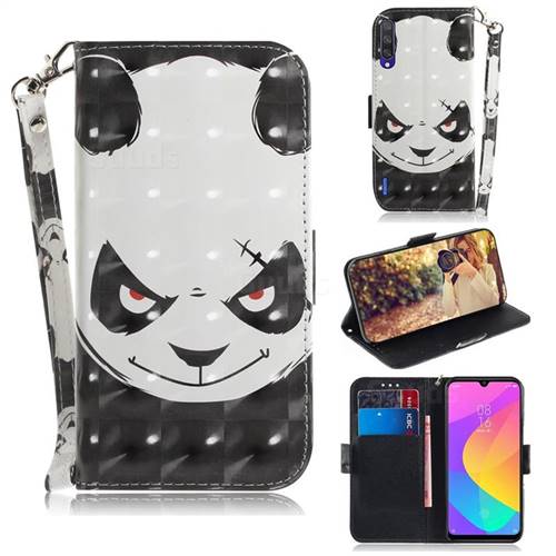 Angry Bear 3D Painted Leather Wallet Phone Case for Xiaomi Mi A3