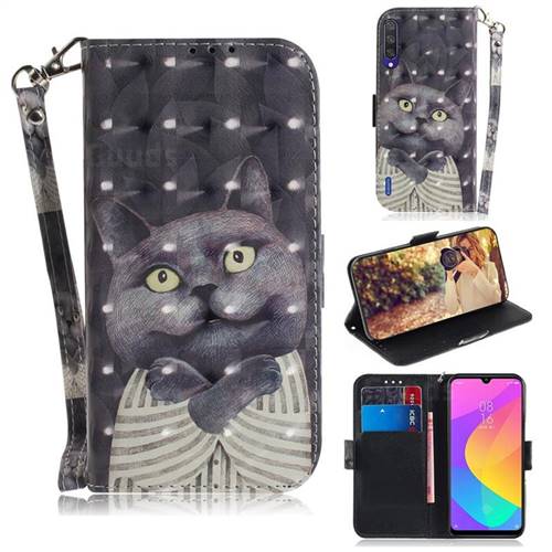 Cat Embrace 3D Painted Leather Wallet Phone Case for Xiaomi Mi A3