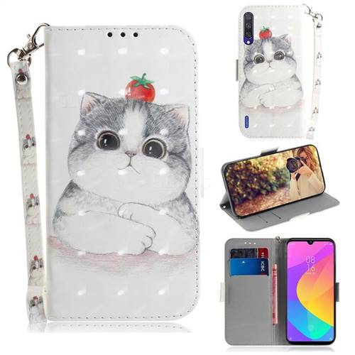Cute Tomato Cat 3D Painted Leather Wallet Phone Case for Xiaomi Mi A3