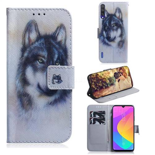 Snow Wolf PU Leather Wallet Case for Xiaomi Mi A3