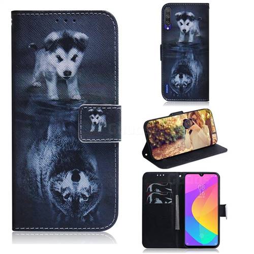 Wolf and Dog PU Leather Wallet Case for Xiaomi Mi A3
