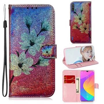 Magnolia Laser Shining Leather Wallet Phone Case for Xiaomi Mi A3