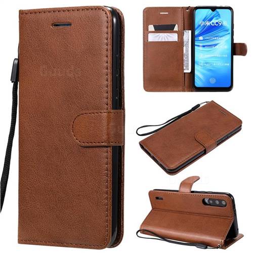 Retro Greek Classic Smooth PU Leather Wallet Phone Case for Xiaomi Mi A3 - Brown