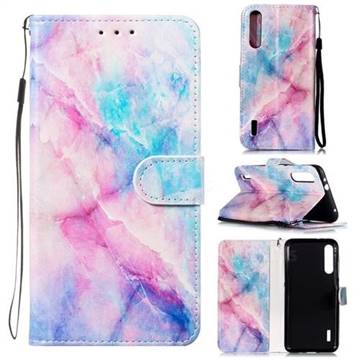 Blue Pink Marble Smooth Leather Phone Wallet Case for Xiaomi Mi A3