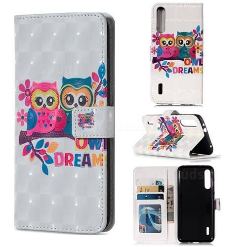 Couple Owl 3D Painted Leather Phone Wallet Case for Xiaomi Mi A3