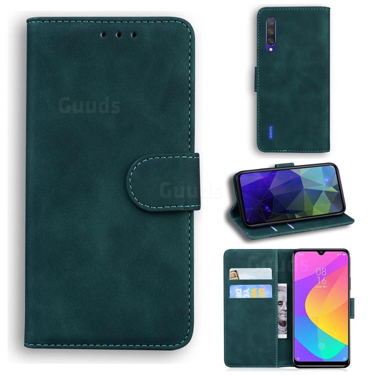 Retro Classic Skin Feel Leather Wallet Phone Case for Xiaomi Mi A3 - Green
