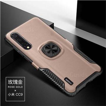 Knight Armor Anti Drop PC + Silicone Invisible Ring Holder Phone Cover for Xiaomi Mi CC9 (Mi CC9mt Meitu Edition) - Rose Gold