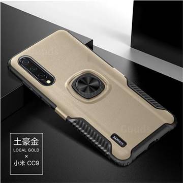 Knight Armor Anti Drop PC + Silicone Invisible Ring Holder Phone Cover for Xiaomi Mi CC9 (Mi CC9mt Meitu Edition) - Champagne