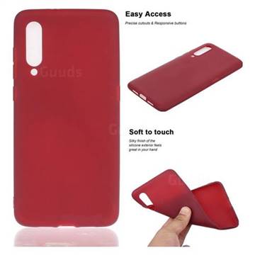 Soft Matte Silicone Phone Cover for Xiaomi Mi CC9 (Mi CC9mt Meitu Edition) - Wine Red