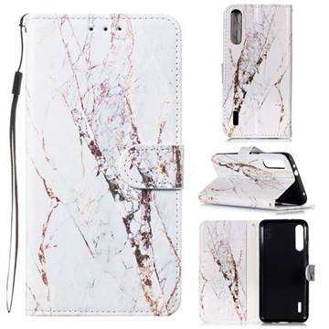 White Marble Smooth Leather Phone Wallet Case for Xiaomi Mi CC9 (Mi CC9mt Meitu Edition)