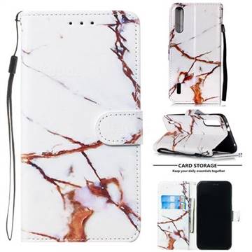 Platinum Marble Smooth Leather Phone Wallet Case for Xiaomi Mi CC9 (Mi CC9mt Meitu Edition)