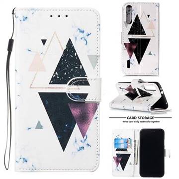 Triangle Marble Smooth Leather Phone Wallet Case for Xiaomi Mi CC9 (Mi CC9mt Meitu Edition)