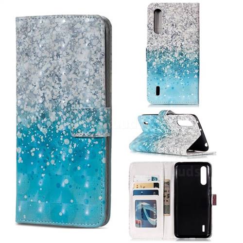 Sea Sand 3D Painted Leather Phone Wallet Case for Xiaomi Mi CC9 (Mi CC9mt Meitu Edition)