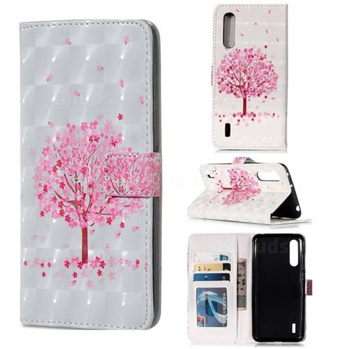 Sakura Flower Tree 3D Painted Leather Phone Wallet Case for Xiaomi Mi CC9 (Mi CC9mt Meitu Edition)