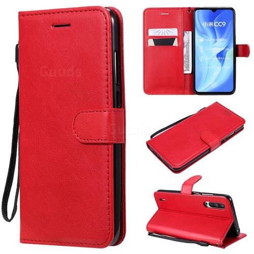 Retro Greek Classic Smooth PU Leather Wallet Phone Case for Xiaomi Mi CC9 (Mi CC9mt Meitu Edition) - Red
