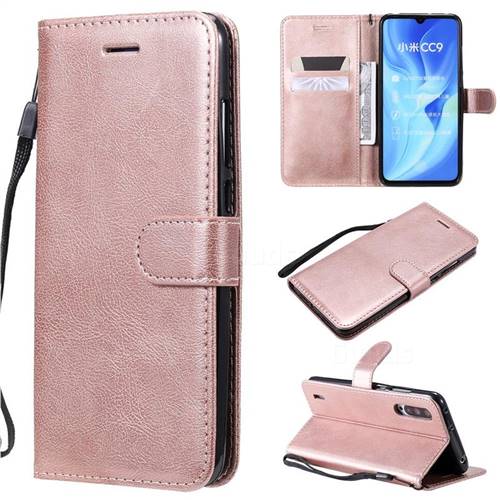 Retro Greek Classic Smooth PU Leather Wallet Phone Case for Xiaomi Mi CC9 (Mi CC9mt Meitu Edition) - Rose Gold