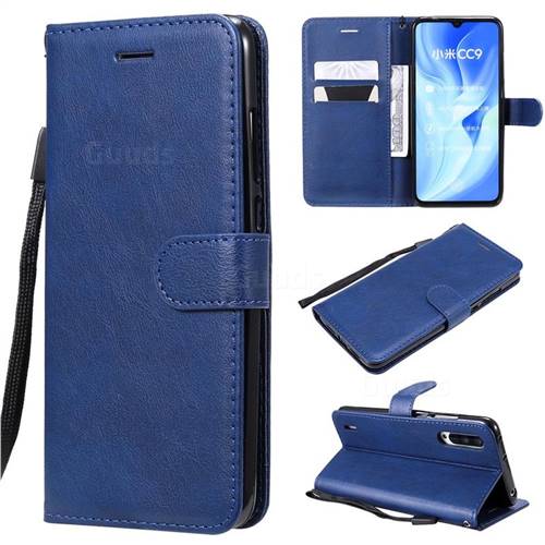 Retro Greek Classic Smooth PU Leather Wallet Phone Case for Xiaomi Mi CC9 (Mi CC9mt Meitu Edition) - Blue