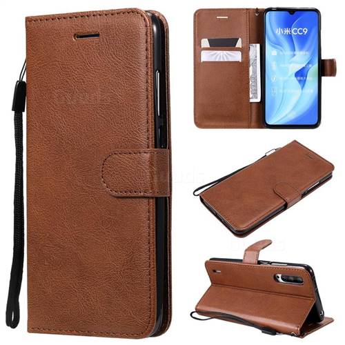 Retro Greek Classic Smooth PU Leather Wallet Phone Case for Xiaomi Mi CC9 (Mi CC9mt Meitu Edition) - Brown