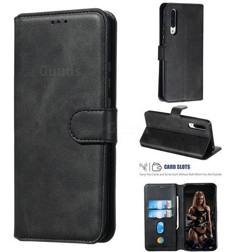Retro Calf Matte Leather Wallet Phone Case for Xiaomi Mi CC9 (Mi CC9mt Meitu Edition) - Black
